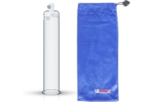 LeLuv Penis Vacuum Pump Cylinder - 1.75" x 9" Seamless Untapered Clear Acrylic Male Toys w/Measurement Marks & Locking Fitting - Reliable & Transparent Penis Pump Cylinder w/Effective Vacuum Seal