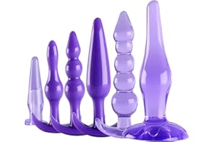 YiFeng 6PCS Anal Trainer Kit Butt Plugs Beginner Set Silicone Prostate Massager (Purple)