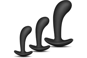 Butt Plug Trainer Kit for Comfortable Long-Term Wear, Pack of 3 Silicone Anal Plugs Training Set with Flared Base Prostate Sex Toys for Beginners Advanced Users