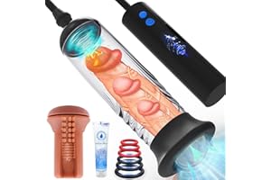 Automatic Penis Enlargement Pump for Men Erection with 3 Intensities, Male Adult Sex Toys Vacuum Sensuality Pump Penis Enlargers & Enhancer Device with a Vagina Pussy Stroker for Men Masturbation