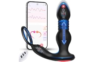 BEISAR Prostate Massager Anal Vibrator Thrusting Vibrating 7 Modes with Cock Ring Anal Plug Anal Sex Toys P Spot Massager Male Sex Toys for Men Enema Dildos Women Couples Remote Control Anal Beads