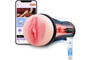 Mens Sex Toys Male Masturbator, Vibrating Masturbator Squeezable Pocket Pussy for Men with 7.5" Depth Lifelike Textured Vagina, Plump and Soft Fleshy Masturbating Stroker Toys, Adult Sex Toys for Men
