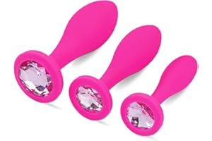 Anal Plug Anal Sex Toys,3pcs Butt Plug Jeweled Anal Plugs Silicone Anal Toys Anal Training Kit Adult Sex Toys Games Butt Plug,Personal Sex Toy for Adult Women,Men and Couples (Pink)