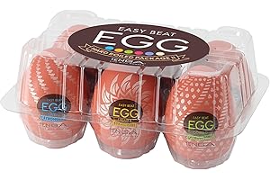 TENGA Egg Hard Disposable, One Time Use, Super Stretchable, 6 Pack Male Masturbator Sleeve, Brown