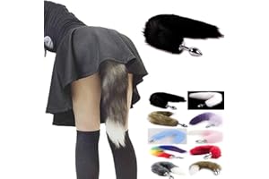 Ooiixx Butt Plug Fox Tail Cosplay Anal Plug Anal Butt Plug Adult Sex Toys for Beginner Women Men Couple (18" Black-1)