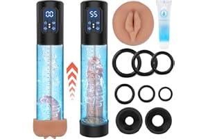 Electric Penis Pump, Adult Sex Toys Dick Enlarger for Men Erection, Air Water Extender with 4 Training Pressure and 3 Suction Modes, Automatic Male Masturbator with Penis Rings and Mini Pocket Pussy
