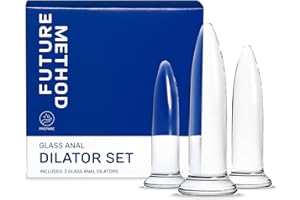 Glass Anal Dilator Set, 3-Piece Trainer Butt Plug Kit, Body-Safe Borosilicate Glass Plugs with Temperature-Adjustable Surface