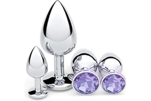 Anal Plug Beginner Set - 4 PCS Jewel Butt Plugs Sex Toy Anal Training Kit- G Spot Anal Sex Adult Toy for Beginner Adult Unisex Women and Men Couple
