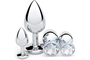 Vikkiy Anal Plug Beginner Set - 4 PCS Jewel Butt Plugs Sex Toy Anal Training Kit- G Spot Anal Sex Adult Toy for Beginner Adult Unisex Women and Men Couple (White)