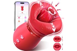 Vibrator Adult Sex Toys for Women - Sovokn 5IN1 Mouth Sucking Vibrator Rose Sex Toy, 10 Tongue Licking, 3 Auto & 1 Manual Sucking Adult Toys New APP, Anal Clit Nipple Vibrators Female Couples Sex Toys