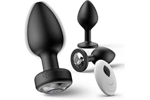 Anal Plug Sex Toys Vibrator – Silicone Butt Plugs Training Kit with Remote Control, 10 Vibration Modes, Prostate Massager for Adults – Black