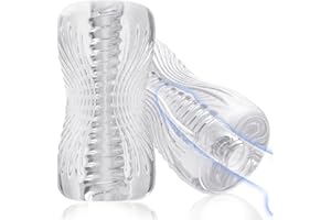Abanney Male Masturbator Sex Toys - Adult Sex Toy Pocket Pussy, TPE Male Masturbation Sleeve, Penis Training Sex Toy for Men, 3D Realistic Texture Spiral Tunnel Stroker, Couple Sex Toys & Game (Clear)