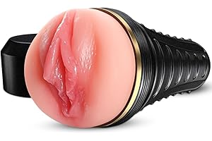 Male Masturbator,Kingdemer Realistic Pocket Pussy Vagina Textured with 7.5in Depth Lifelike Soft and Fleshy Texture,Penis Training Masturbators Sex Machine Toy for Men