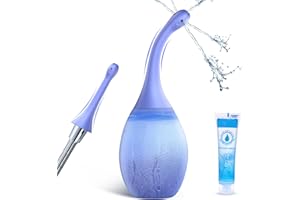 Enema Anal Douches for Men Women - Enema Bulb with Bendable Silicone Nozzles for Men Women Colon Cleanse, Anti Backflow Shower Douche Enema Kit with Lube, Anal Cleansing Feminine Care Douche Bottles