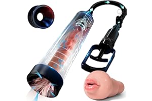 Penis Pump with Realistic Mouth,Quilloria Manual Vacuum Penis Extender Male Masturbator,Sex Toys Sexual Stimulation Device for Erection, ED,Adult Male Sex Toys for Men, Mouth Sex Toy