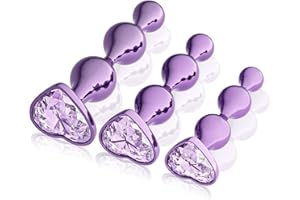 YOOMAI 3 Pcs Metal Anal Butt Plugs Adult Sex Toys,Alloy Butt Beads with Heart Shaped Base, Jewelry Design Anal Beads for Men Women and Couples,Male Prostate Massager Anal Training Set for Beginners