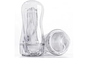 Male Masturbator Sex Toy for Men - Portable Transparent Manual Sucking Pocket Pussy Masturbation Cup with 7.5“ Depth Textured Vagina Blowjob Masturbating Stroker