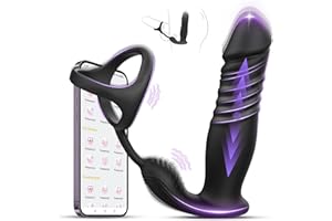 Xaidoll APP-Controlled Thrusting Anal Stimulator – 3-in-1 Prostate Massager, Vibrating Cock Ring & Butt Plug with 6 Vibration & 6 Stretching Modes – Soft Silicone, Discreet Packaging