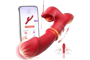 Thrusting Vibrator Sex Toys, Toendi Dildos Adult Sex Toy for Women G Spot with Novelties Ring 7 Thrust Realistic Dildo & 10 Tongue Licking Vibrating Modes, Rabbit Vibrators for Female Couples Games