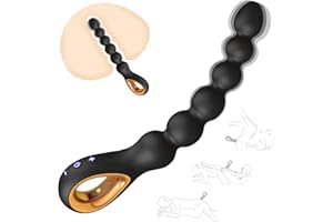 Vibrating Anal Beads Butt Plug, Auknut Rechargeable Flexible Butt Plug Prostate Massager with 10 Vibration Modes Anal Toys, Silicone Anal Beads with Pull Ring Design, Anal Toy for Men Women Couple