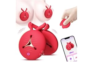 Nipple Toys Vibrator Sex Toys, 4 in 1 APP Remote Control Adult Toys BDSM Toys 1 Pair Women Vibrator Dildos with 10 Vibrating Nipple Clamps Stimulator Nipple Weight Sexual Pleasure Tools for Women