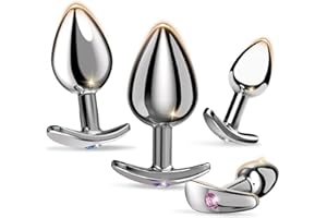 Anal Plug Beginner Set Anal Toys - Beginner 4 Piece Set Sex Toys with Crystal Hook Base SM Sex Toys for Adult Games Toy Anal Trainer Kit buttplug for Adult Unisex Women and Men Couple