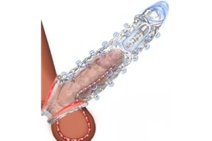 Penis Sleeve Vibrating Cock Sleeve, Penis Extension Reusable with Clitoral Stimulator, Soft Graininess Shaped Penis Extender, Penis Sleeve Enlarge Prolong, Sex Toy for Men and Women Pleasure