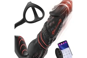 Fast Thrusting Prostate Massager Anal Vibrator for Men, 6-in-1 Vibrating Male Anal Toys with Silicone Cock Ring, Thrusting Anal Dildo Adult Sex Toy with Remote Control and APP