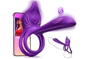 Vibrating Cock Ring Couples Sex Toys - MOOLIGIRL Dual Penis Ring Vibrator with Fox-Shaped Clitoral Stimulator & 4.6in G Spot Vibrator, 10 Vibration Adult Toys for Men Women, Female Sex S&M Floggers