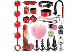 20pcs Anal Plug Adult Sex Toys,BDSM Bondage Sex Restraints Set with Dildo Anal Toys and Anal Beads Butt Plug,Sex kit Adult Toys for Men Women and Couples ﻿