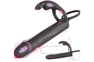Vibrating Anal Butt Plug with Cock Ring Rabbit Clitoral Stimulator, Strap On Double Anal Dildo,Anal Couples Male Adult Sex Toys for Men Women,Fatdhu Small Penis Ring Vibrator Prostate Massager Sex Toy