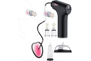 Electric Pussy Pump Nipple Suckers Sex Toy Kit, BDSM Toys Automatic Clitoral Pump Vagina Pumps with 9 Suction Modes, Female Sex Toys Clit Sucker Sexual Pleasure Tools for Women Couples 4 Cups Included