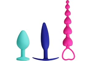 Anal Beads and Butt Plug Trainer Kit, 3 PCS Silicone Anal Toy with Pull Ring for Beginners to Advanced,Sex Toys for Couples Men Women.