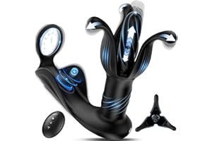 Prostate Massager Anal Toys, BEISAR Butt Plug Male Sex Toys for Men Sex Toy Anal Plug Adult Toys with 9 Tension Shock Flapping Thrusting Vibrating Cock Ring Anal Vibrator Dildo for Men S&M Whips