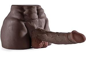 6LB Black Male Sex Doll with Flexible Dildo, Portable Size Realistic Sex Doll 7.2in Huge Cock for Female Masturbation, Tight Anal Butt for Gay Sex Toys, Unisex Masturbator Sex Dolls for Women Men Toy