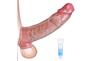 Penis Sleeve Sex Toys for Men - Male Sex Toys Penis Extender Silicone Cock Sleeve, Adult Toy Reusable Realistic Penis Enlarger Rings Thicken, Delay Ejaculation Stronger Erection for Mens Couples