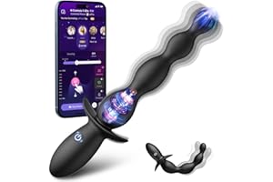Vibrating Anal Beads Prostate Massager - Anal Toys Anal Vibrator with 10 Vibrating Butt Plug Anal Sex Toys Flexible Silicone Anal Plug Adult Male Sex Toys for Men Beginners Women Couples with APP